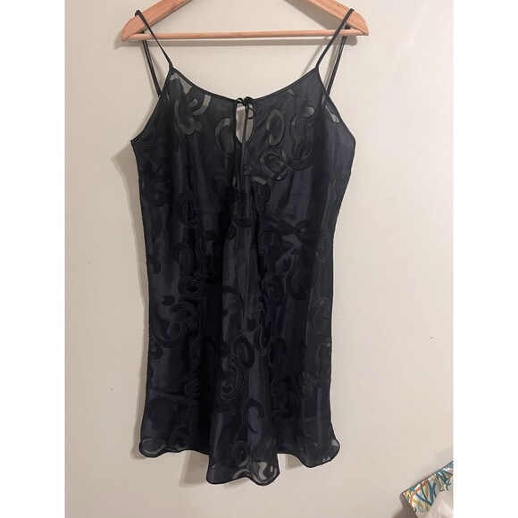 Disney Vintage Mickey Mouse Silhouette Black Sheer Tied Slip Wear Size Large - Picture 1 of 6